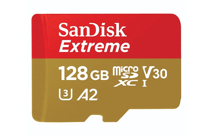 Karta pamięci SanDisk Extreme microSDXC 128 GB A2 C10 V30 UHS-I U3 ActionCam (190 MB/s) + adapter SD